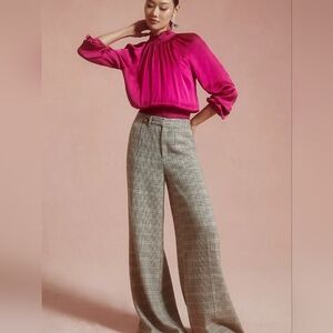 Anthropologie Maeve Plaid Wide-Leg Pants